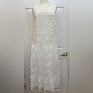 Zara White Embroidered Dress